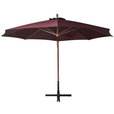 vidaXL Hanging Parasol with Pole Bordeaux Red 3.5x2.9 m Solid Fir Wood