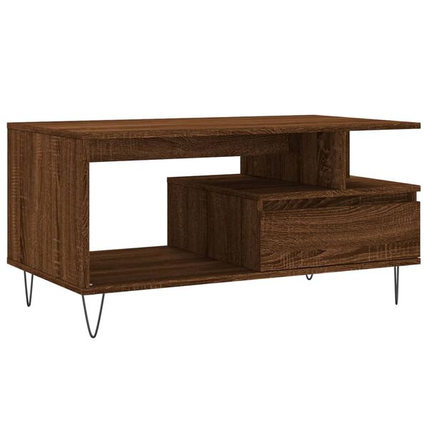 vidaXL Coffee Table Brown Oak 90x49x45 cm Engineered Wood