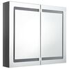 vidaXL LED Bathroom Mirror Cabinet Shining Grey 80x12x68 cm