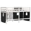 vidaXL Kids' Loft Bed with Curtains without Mattress White&Black 90x190 cm Single