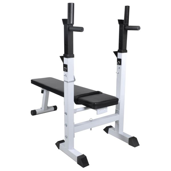 vidaXL Workout Bench with Weight Rack, Barbell and Dumbbell Set 90 kg