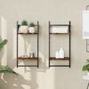vidaXL 2-Tier Wall Shelves with Bars 2 pcs Smoked Oak 30x25x65 cm