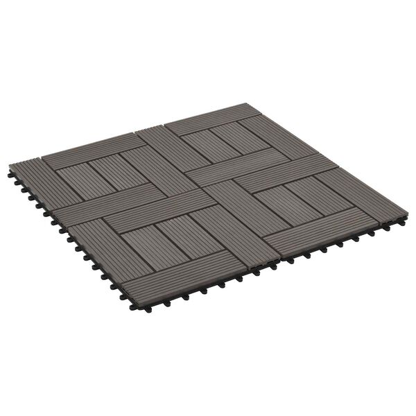 vidaXL Decking Tile 11 pcs Dark Brown 30 x 30 cm WPC