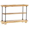 vidaXL 2-Tier Bookshelf 110x35x75 cm Solid Mango Wood and Steel
