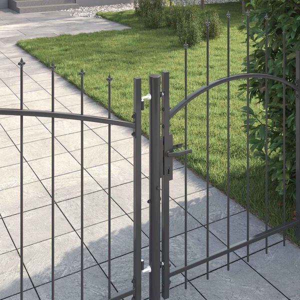 vidaXL Garden Gate with Lock Woerden Grey 100 x 400 cm Steel