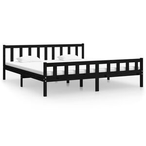 vidaXL Bed Frame without Mattress Black Solid Wood 160x200 cm