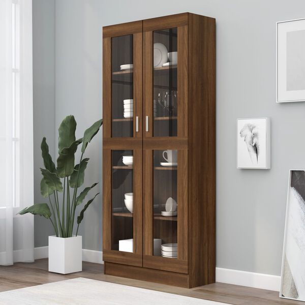vidaXL Vitrine Cabinet Brown Oak 82.5x30.5x185 cm Engineered Wood