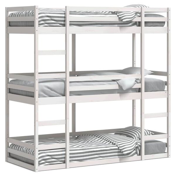 vidaXL Triple Bunk Bed without Mattress White 90x200 cm Solid Wood Pine