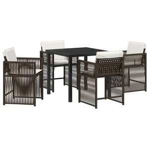 vidaXL Garden Dining Set 5 pcs Brown Poly Rattan