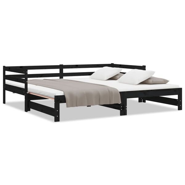 vidaXL Pull-out Day Bed without Mattress Black 90x190 cm
