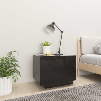 vidaXL Bedside Cabinet High Gloss Black 100x35x40 cm Engineered Wood