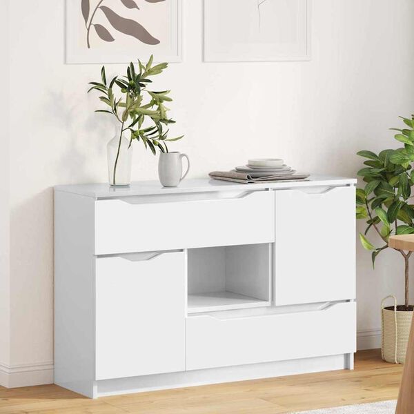 vidaXL Sideboard High Gloss White 100 x 30 x 65.6 Engineered Wood