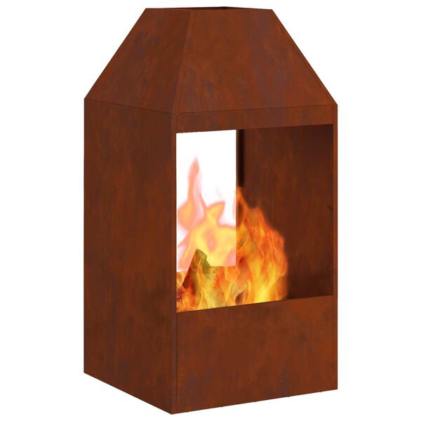 vidaXL Fire Pit Brown 50 x 50 x 100 cm Weathering Steel
