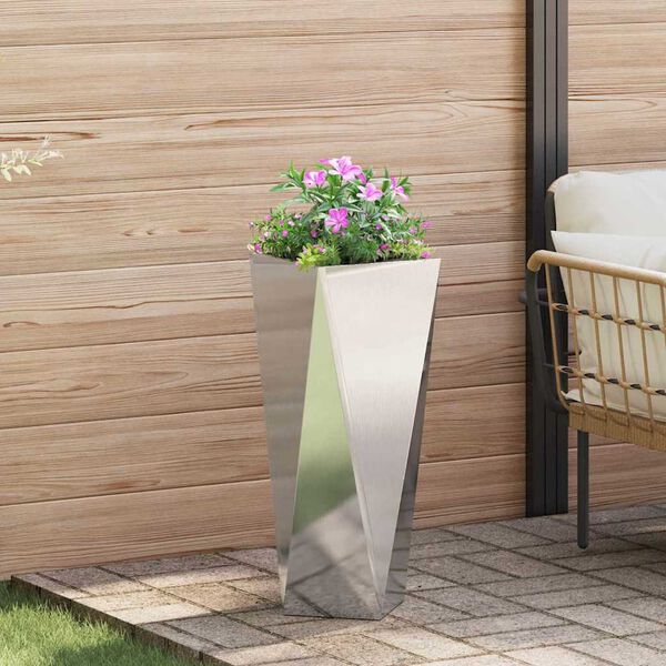 vidaXL Planter Silver 30 x 30 x 75 cm Stainless Steel
