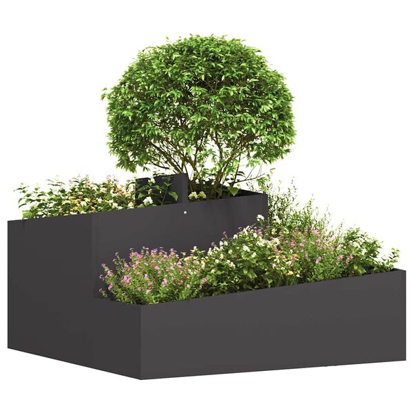 vidaXL Garden Planter Black 80 x 80 x 50 cm Cold-rolled Steel