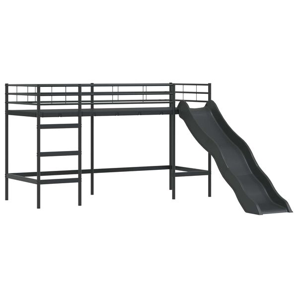 vidaXL Kids'Loft Bed Frame with Slide Black and Anthracite