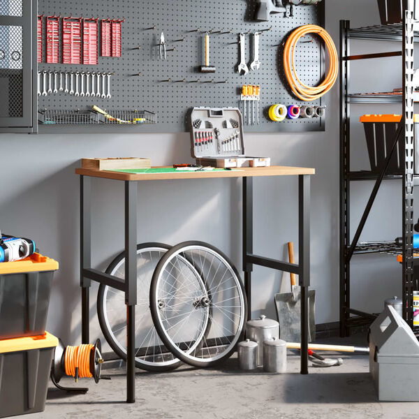 vidaXL Workbench 100x60x(71.5-98) cm Solid Wood Beech Rectangular