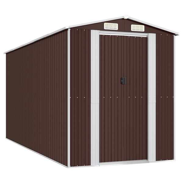 vidaXL Garden Shed Dark Brown 192x440x223 cm Galvanised Steel