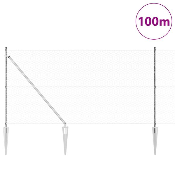 vidaXL Fence Post Silver 100 x 1.2 m (36 mm mesh) Steel