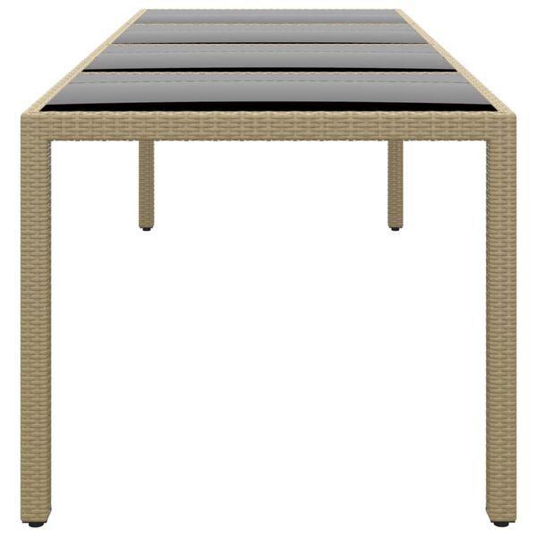 vidaXL Garden Table with Glass Top Beige Poly Rattan