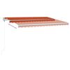 vidaXL Manual Retractable Awning with LED 4x3 m Orange and Brown