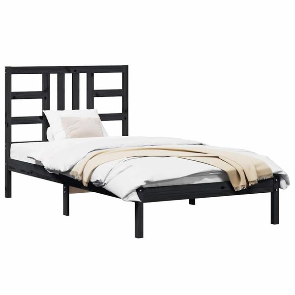 vidaXL Bed Frame without Mattress Black 100x200 cm Solid Wood
