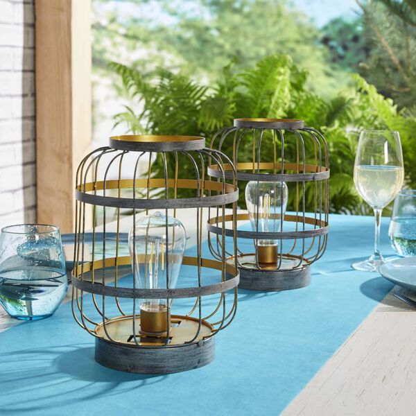 Luxform Solar LED Garden Table Light Cambridge Grey and Gold