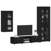 vidaXL TV Cabinet Set with Drawer FLORIN Black Engineered Wood