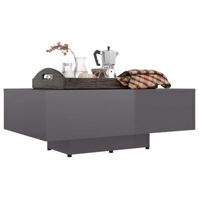 vidaXL Coffee Table High Gloss Grey 85x55x31 cm Engineered Wood