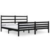 vidaXL Bed Frame without Mattress Black Solid Wood Super King