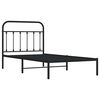 vidaXL Metal Bed Frame without Mattress with Headboard Black 100x190cm