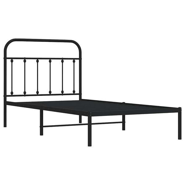 vidaXL Metal Bed Frame without Mattress with Headboard Black 100x190cm