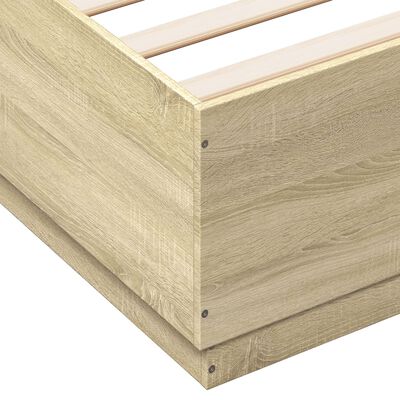 vidaXL Bed Frame with LED Lights Sonoma Oak 150x200 cm King Size Engineered Wood