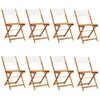 vidaXL Folding Garden Chairs 8 pcs Cream White Fabric and Solid Wood