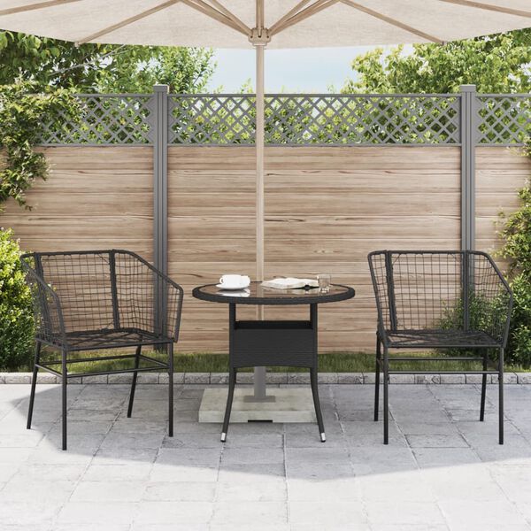 vidaXL Garden Chairs 2 pcs Black Poly Rattan