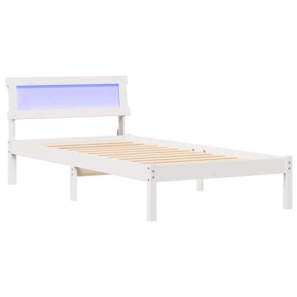 vidaXL Bed Frame with Headboard White 90 x 190 cm Solid Pine Wood