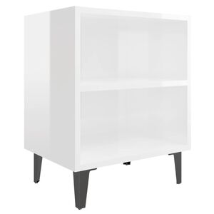 vidaXL Bed Cabinet with Metal Legs High Gloss White 40x30x50 cm