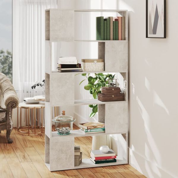 vidaXL Book Cabinet Room Divider Concrete Grey 80x24x155 cm Engineered Wood