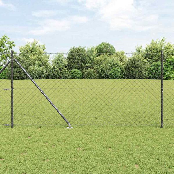 vidaXL Fence Post Grey 10 x 1.4 m (60 x 60 mm mesh) Steel and PVC