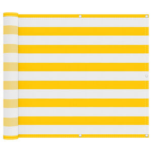 vidaXL Balcony Screen Yellow and White 100 x 400 cm Oxford Fabric
