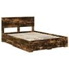 vidaXL Bed Frame with Drawer Smoked Oak 140 x 190 cm Engineered Wood