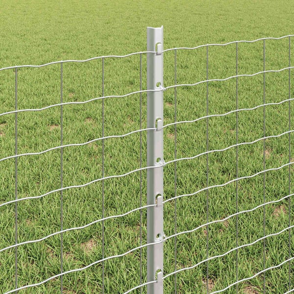 vidaXL Fence Posts Height Adjustable Manual 44 pcs Silver 100 cm Steel