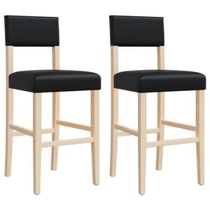 vidaXL Bar Chairs 2 pcs Solid Wood Rubber and Faux Leather