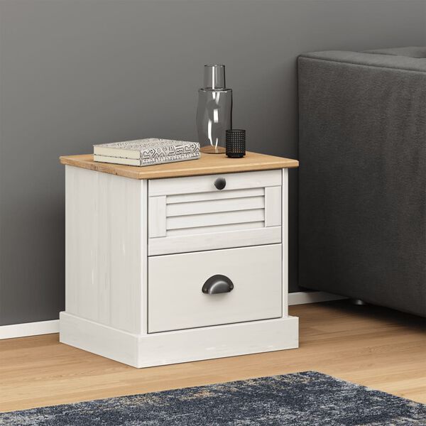 vidaXL Bedside Cabinet VIGO White 42x35x42 cm Solid Wood Pine