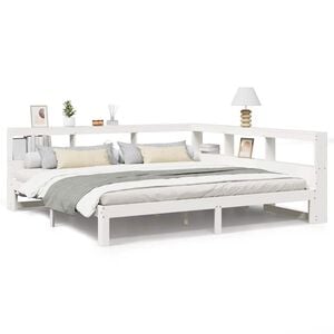 vidaXL Bookcase Bed without Mattress White 200x200 cm Solid Wood Pine