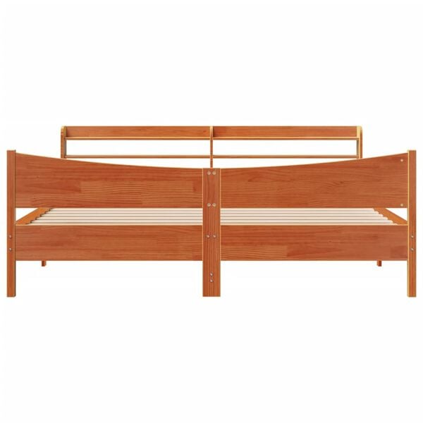 vidaXL Bed Frame with Headboard Wax Brown 200x200 cm Solid Wood Pine