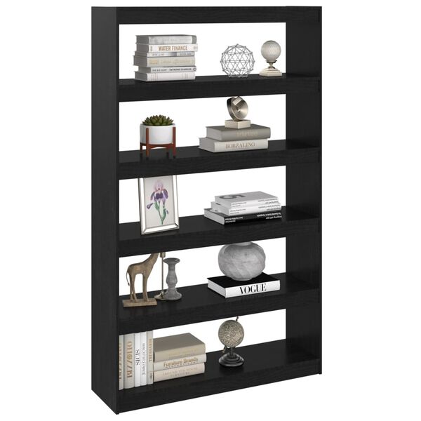 vidaXL Book Cabinet/Room Divider Black 100x30x167.5 cm Solid Pinewood