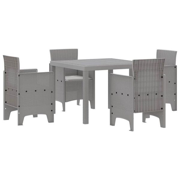 vidaXL Garden Dining Set 5 pcs Light Grey Polt rattan