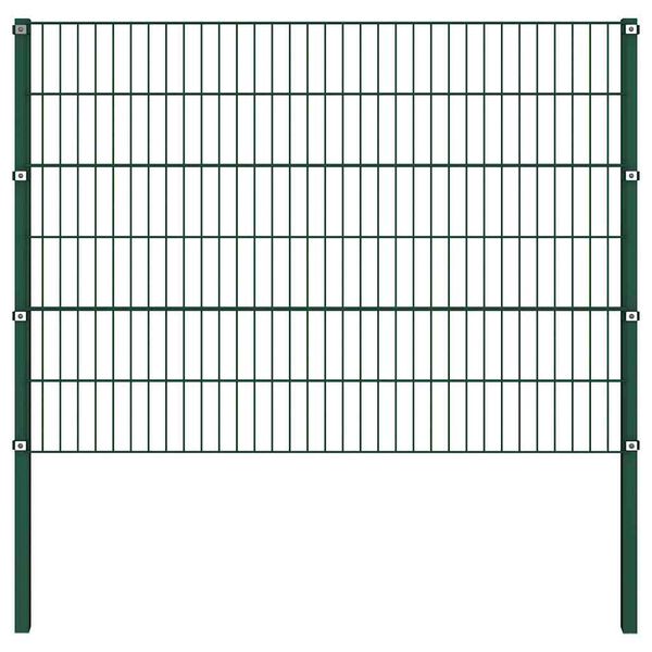 vidaXL Fence Panel with Posts Iron 176.5x120 cm Green