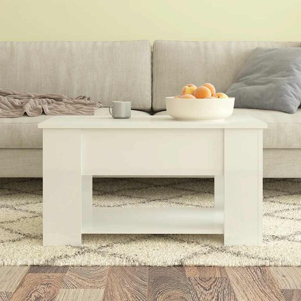vidaXL Coffee Table High Gloss White 79x49x41 cm Engineered Wood